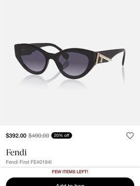 Fendi Black Cat-Eye Sunglasses with Silver Accents